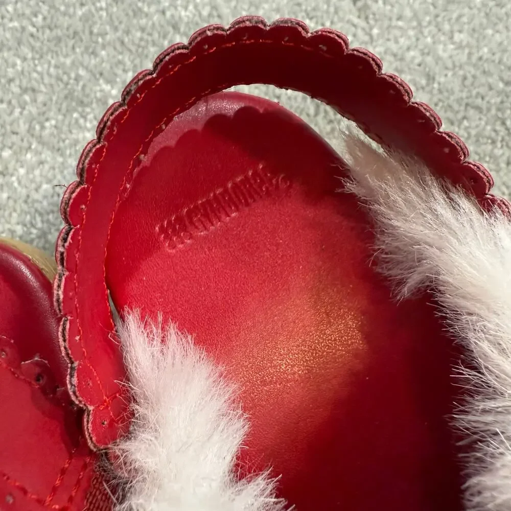 Gymboree Girls Sz‎ 13 Alpine Sweetie Clogs Red Wood Fur Trim Valentines Cottage
